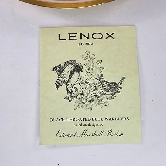 Lenox Limited Edition Birds Plate Black-Throated Blue Warblers Edward Boehm 1980 - Picture 7 of 9